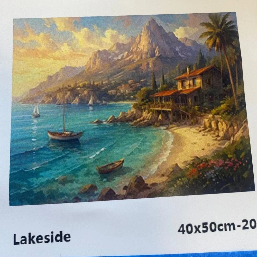 Entongstar Lakeside DIY Paint by Number Kit 40x50cm Landscape Canvas